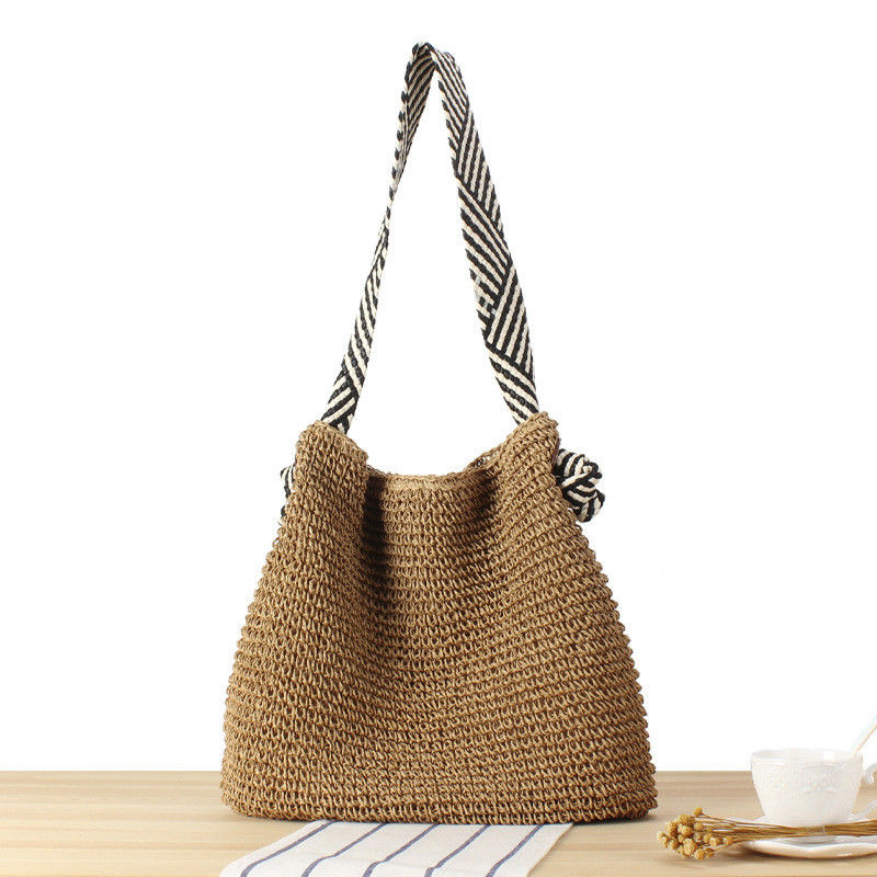 Saco de ombros de palha de estilo coreano para mulheres