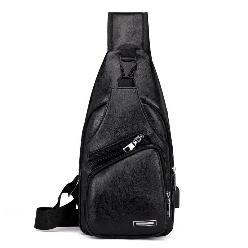 Saco de peito de couro PU unisex para homens Saco de mensageiro personalizado de cor
