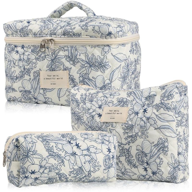 Bolsa de Maquiagem Ligera Azul Gingham O Mais Novo Estilo Moderno para as Necessidades de Viagem das Mulheres