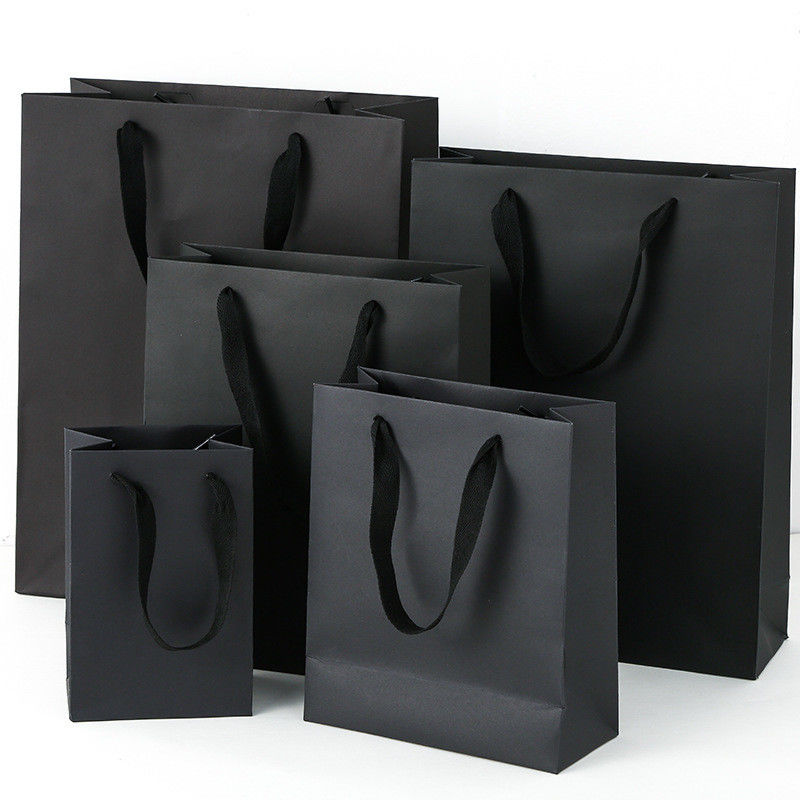 Logotipo impresso personalizado Luxo Boutique Shopping Bolsas de presente de papel Embalagens personalizadas