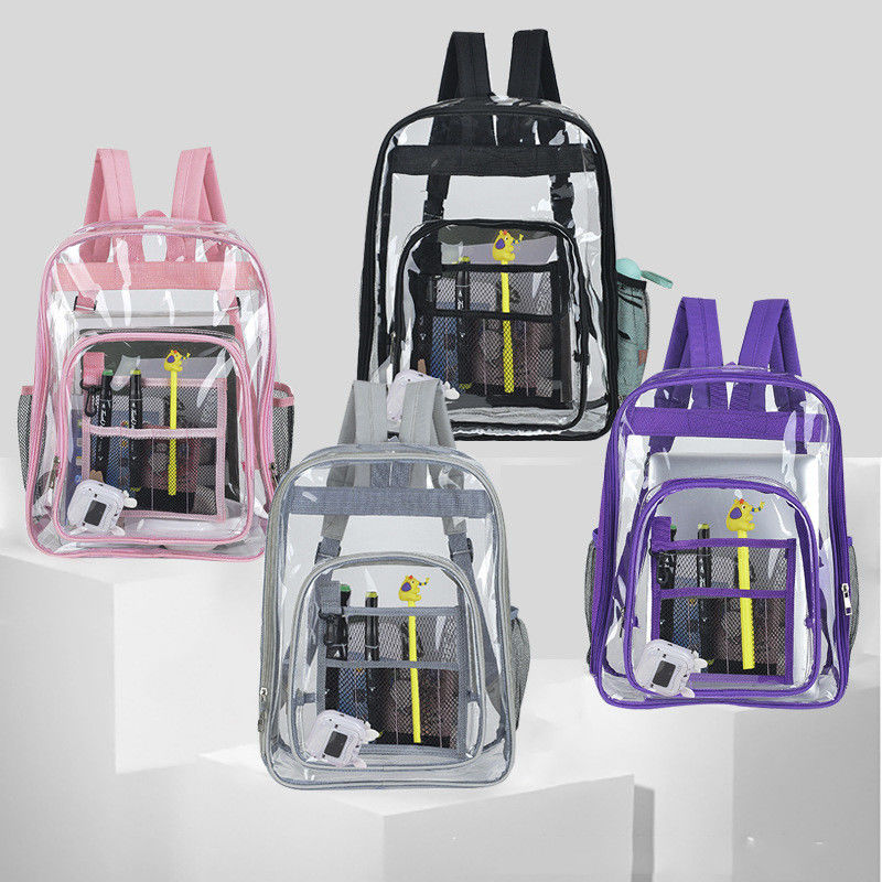 Mochila de PVC de cores claras para atividades escolares ao ar livre