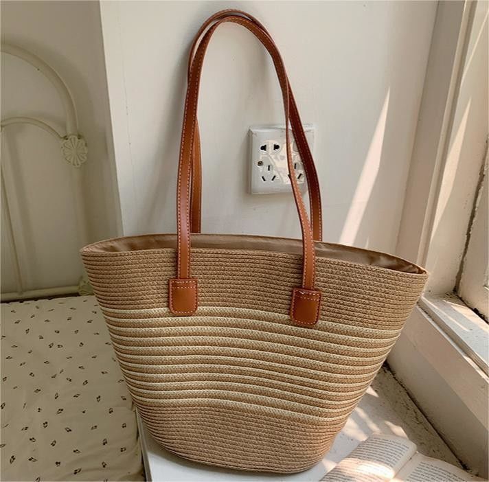 O mais recente da moda no México Francês Cestas de Palha de Tecido Bolsas de Praia 2024 Tote Bag para Mulheres
