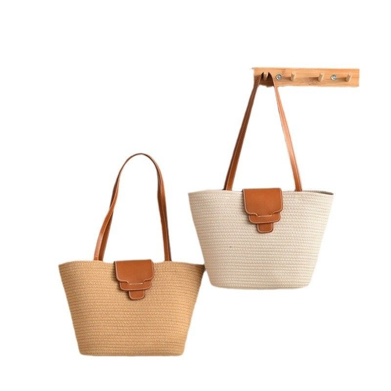 Aceitável OEM/ODM Cor Personalizada Bolsa de Praia de Palha Feminina para Viagens de Verão