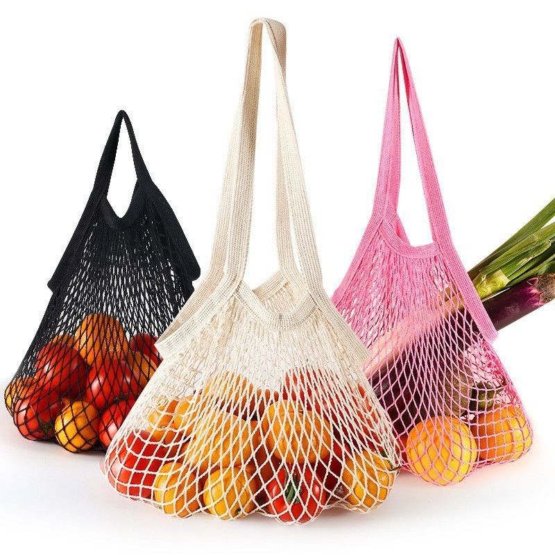Saco para compras de frutas e vegetais feito de algodão orgânico reutilizável
