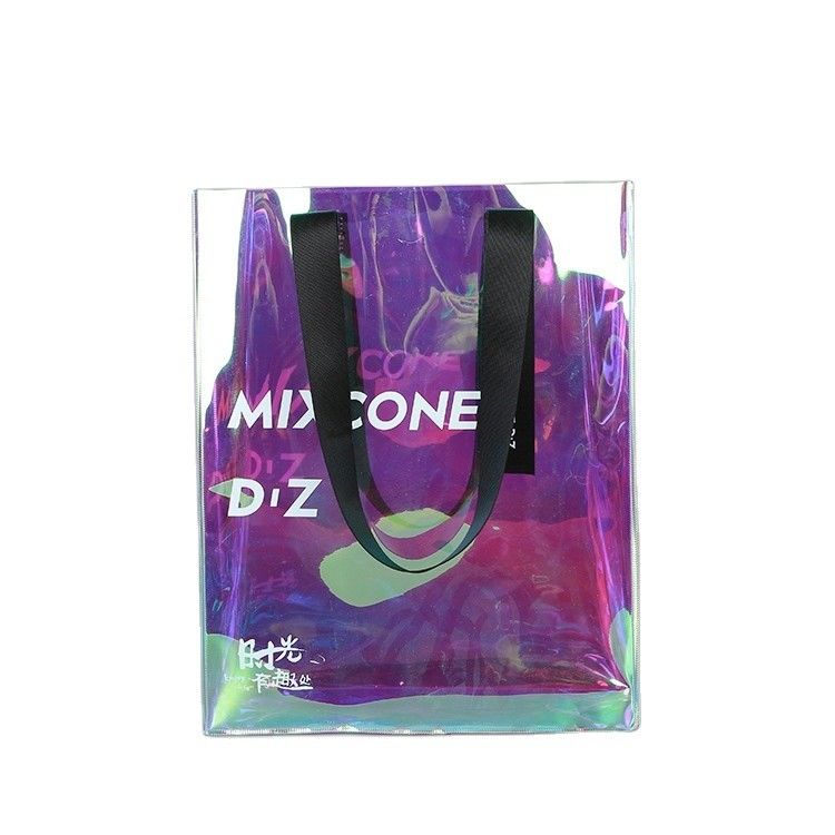 Logotipo personalizado de todas as estações impermeável laser holográfico iridescente PVC de presente de compras