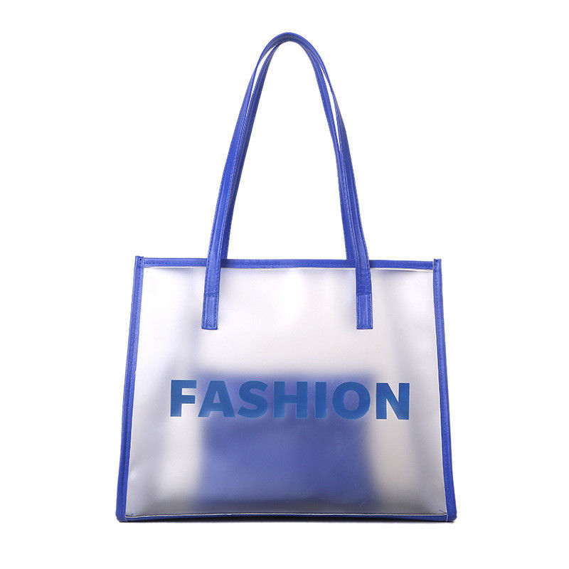 Logotipo personalizado Logotipo de moda PVC Tote Saco de compras para embalagens transparentes de produtos