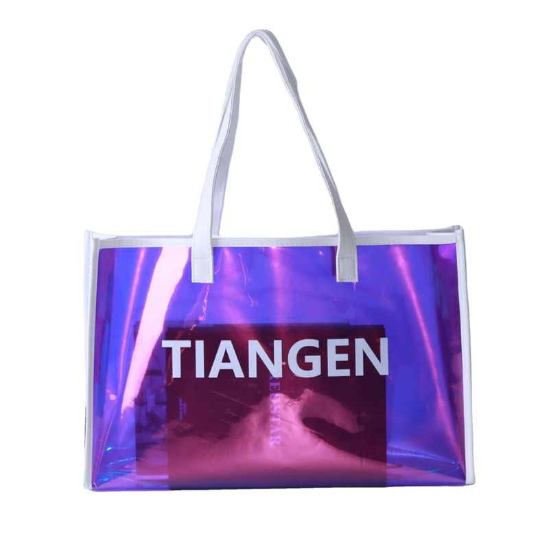 Saco de geleia de PVC transparente Saco de moda holográfico Shoulder Shopping Saco de plástico para mulheres