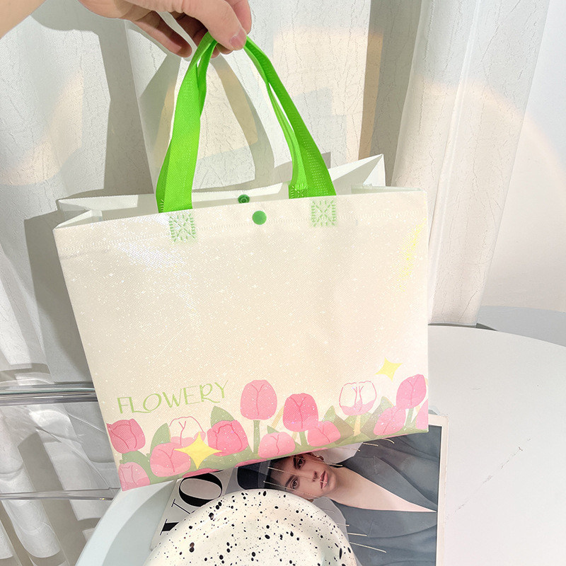 Saco de Tote não tecido com cantos curvos e cor personalizada Eco Shopping personalizado
