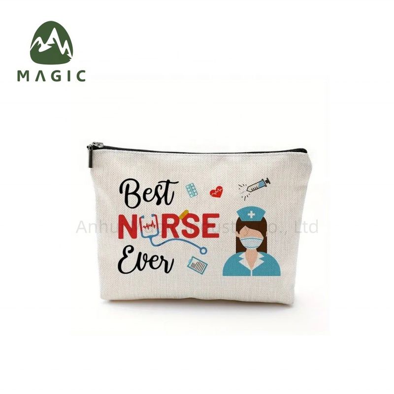Logotipo personalizado Saco de Armazenamento Impresso Toiletry Travel Makeup Saco Reutilizável Canvas Jute algodão Saco Cosmético