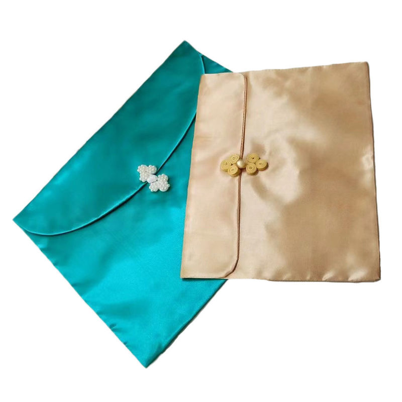 Saco de envelope de cetim elegante para logotipo personalizado Saco de poeira flip Peruca roupa interior lenço embalagem
