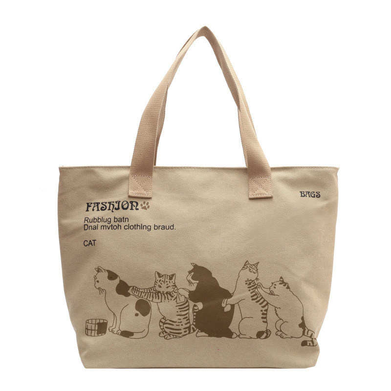Bolsa de compras de lona de moda de poliéster revestida de tamanho personalizado para mulheres