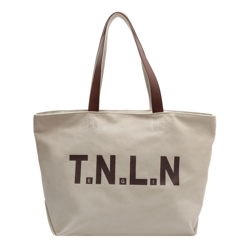 Minimalista Saco grande Tote para Mulheres Algodão de lona Mensageiro Crossbody Bolsa