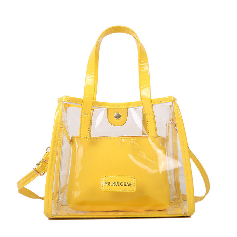 Forro de nylon aceitável OEM/ODM Sacos de compras de PVC transparentes com alça colorida