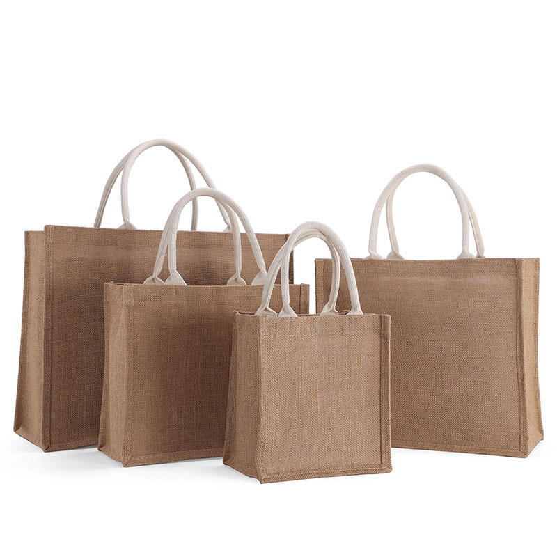 Moda Bolsa de mão de linho feminina de viagem reutilizável Tote Tote Jute Bag para compras de presentes