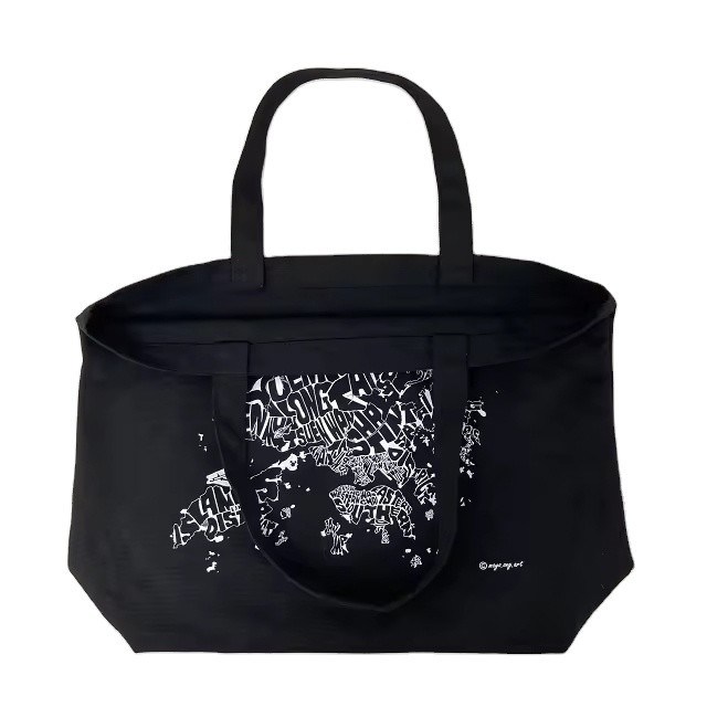 12 oz Saco de Tote de lona preta para compras de luxo Material de algodão orgânico