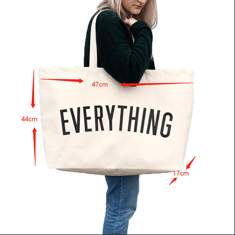Logotipo personalizado aceito Medium Oversized Tote de compras impresso para conveniência de viagem