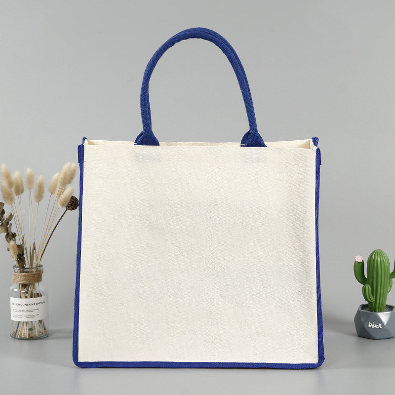 Bolsa de Tote personalizada em branco Quadrado Bottom Canvas de algodão Bolsa de compras para publicidade