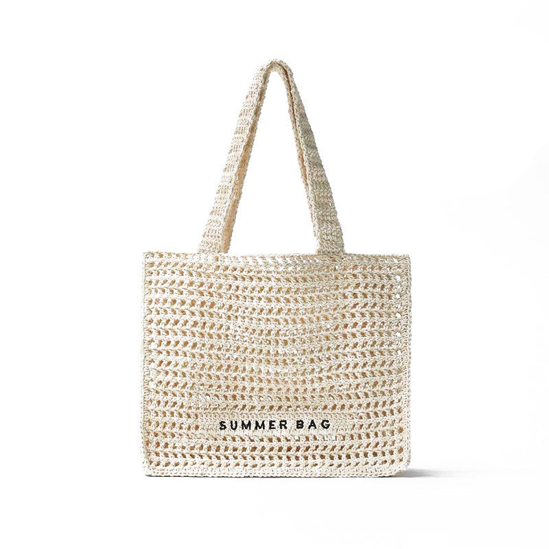 Logotipo de bordado personalizado algodão crochê Summer Lady Beach Bag para aventuras da vida diária