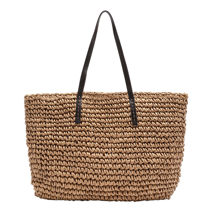 Cores personalizadas Mochila de ombro feminina Bolsa de mão grande Bolsa de palha de praia Tote para a vida diária