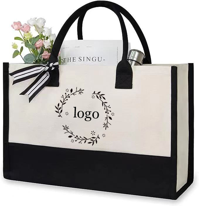 Sacos de compras de cor personalizada Saco de lona grande Tote com carta de design personalizada