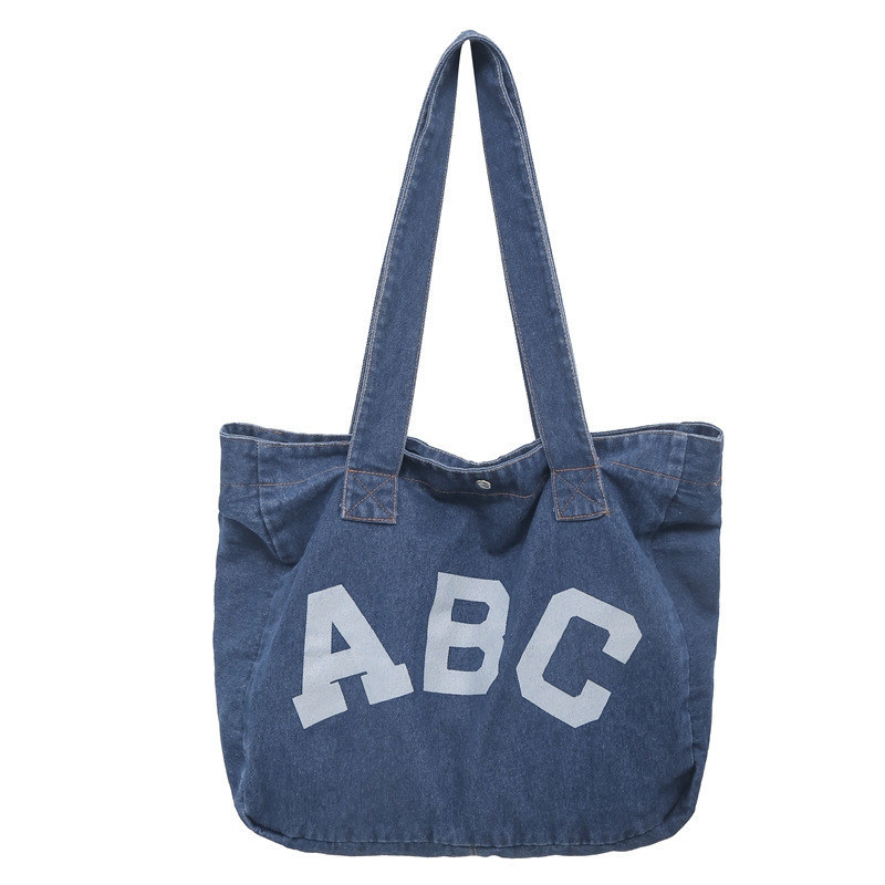 Impressão personalizada de sacos de praia tecidos de denim com estilo de loop macio e aceitação OEM / ODM