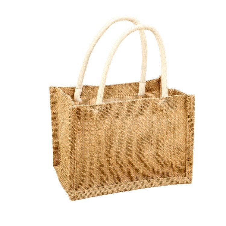 Bolsa de Tote de Jute de Burlap Pequena Personalizada para Compras Cor Personalizada e Aceitável OEM / ODM