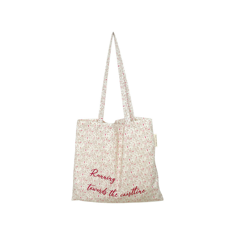 Bolsa de plástico rosa floral de praia natural de lona bolsa de ombro para mulheres