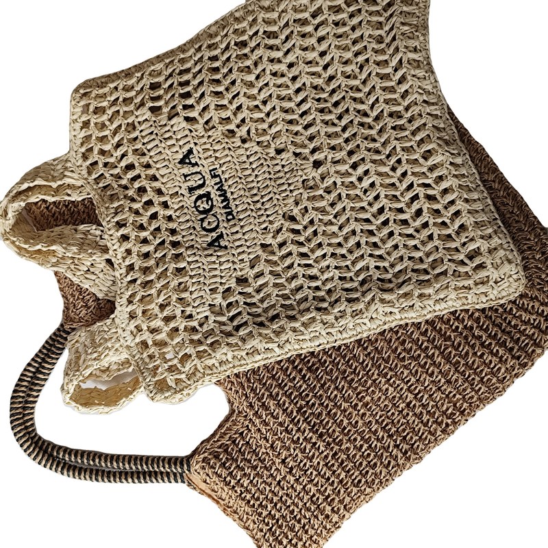 Saco de Tote de palha Raffia de estilo personalizado de luxo Saco de praia elegante para férias