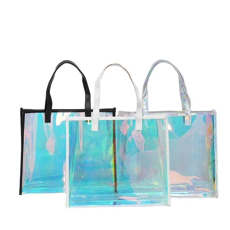 Luxo impermeável transparente bolsa de mão cosmética feminina maquiagem personalizada bolsa Tote Saco com logotipo