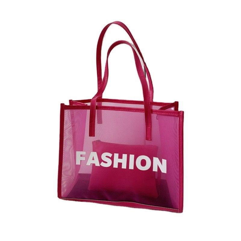 Saco de compras ecológico personalizado Desenho personalizado com logotipo Saco de praia reutilizável de malha de nylon