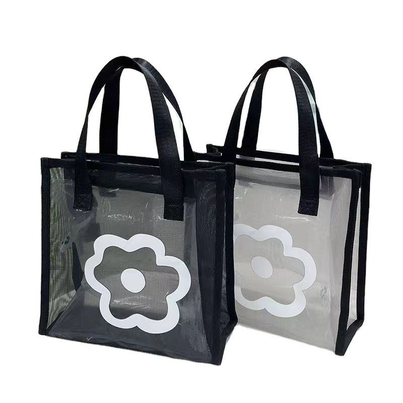 Cartoon Pattern Eco Mini Reusable Tote Bag Custom Printed Polyester Nylon Mesh Shopping