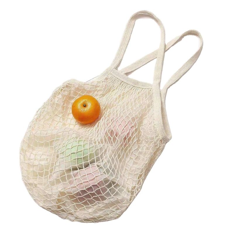 Logotipo personalizado Eco Organic Cotton Mesh Net Saco de compras reutilizável para alimentos de frutas e vegetais