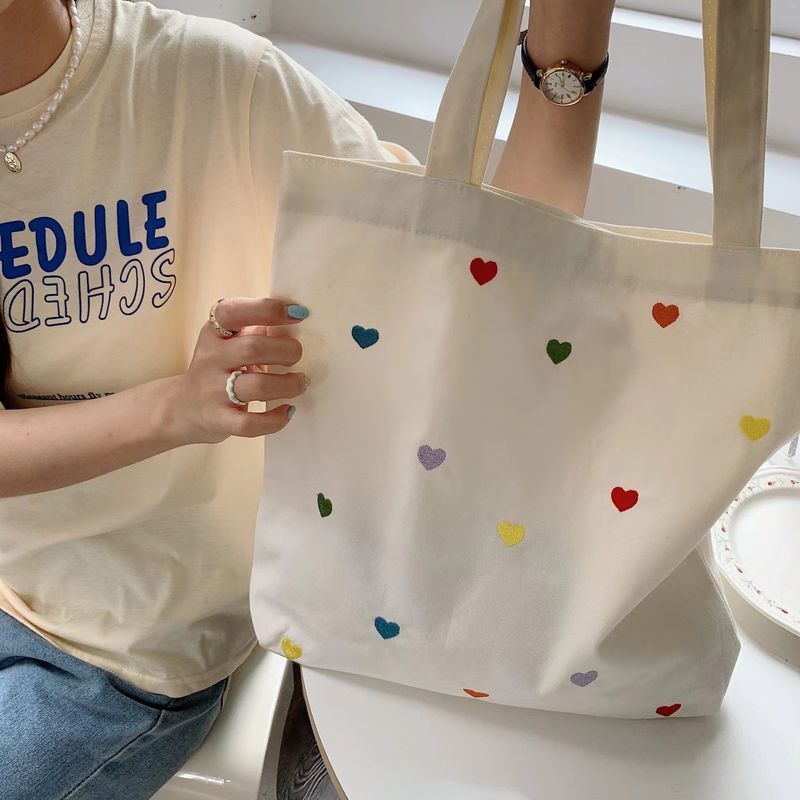 Saco de algodão bordado personalizado para mulheres Saco de Shopping de tamanho médio