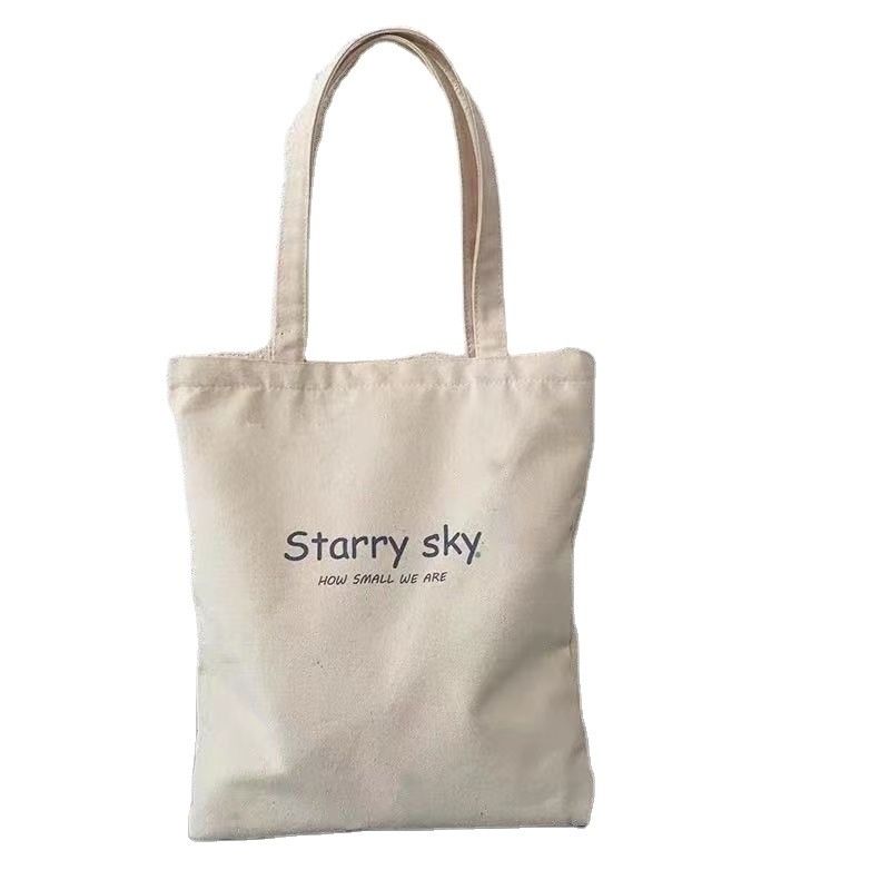 Cartoon Pattern Reusable Canvas Cotton Shopping Tote Bag com Logotipo Personalizado Eco Friendly