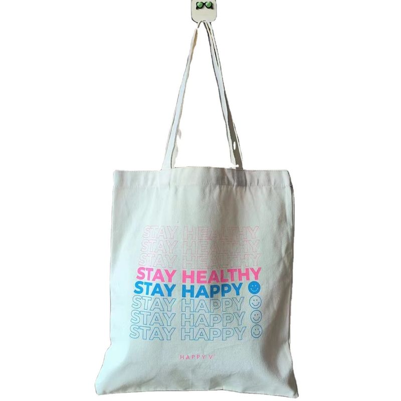 Design de logotipo personalizado Impresso Lindo Tecido de algodão durável Bolsas de Shopping para Mulher