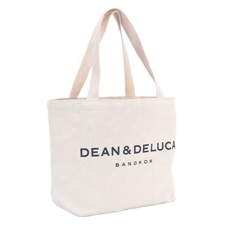 Tecido de lona Eco Amigável Reutilizável Designer Saco de compras Tote Com Logotipo personalizado Impresso