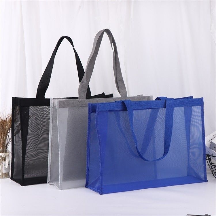 Design personalizado Bolsa de compras de praia de malha de nylon reutilizável com logotipo personalizado