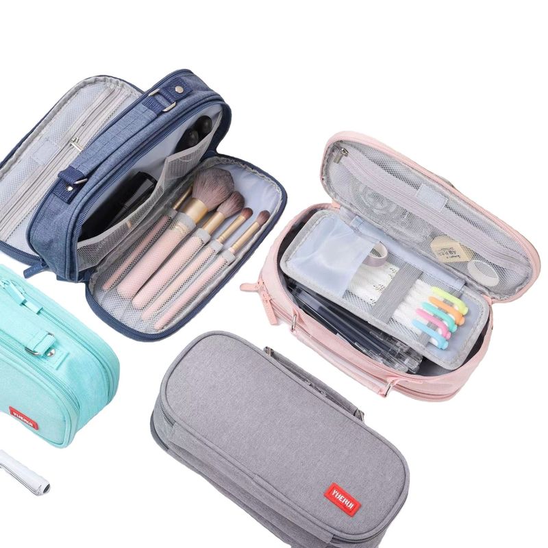 Saco de lápis de impressão simples de cor natural reutilizável personalizado com desempenho