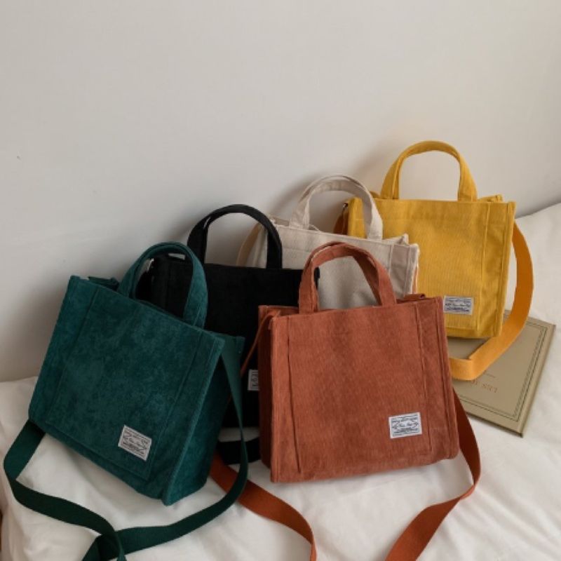 Fashion Crossbody Corduroy Tote Bag Com Faixa Ajustável Com Logotipo Personalizado