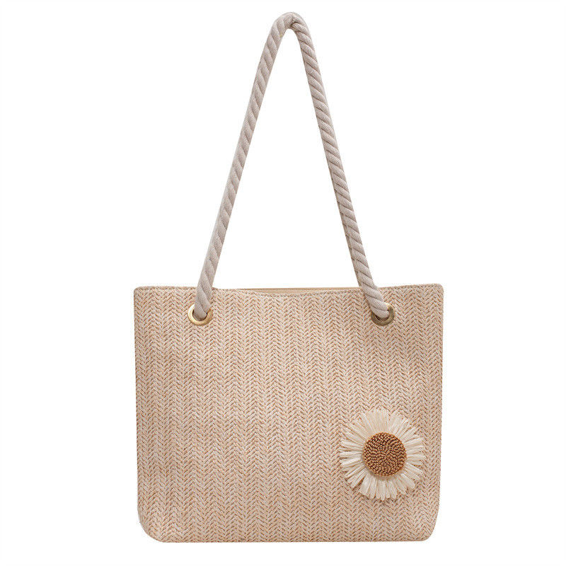 2022 Bolsas Simples Bolsas de Palha Bolsa de Praia Moda Escarta de Seda Bolsas de ombro femininas com materiais