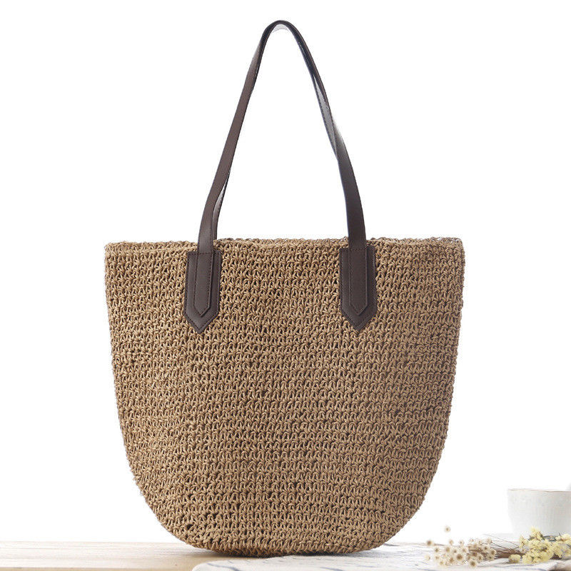 Sacos de palha feminina Verão Saco de praia natural Raffia de palha com duas alças A mais recente chegada