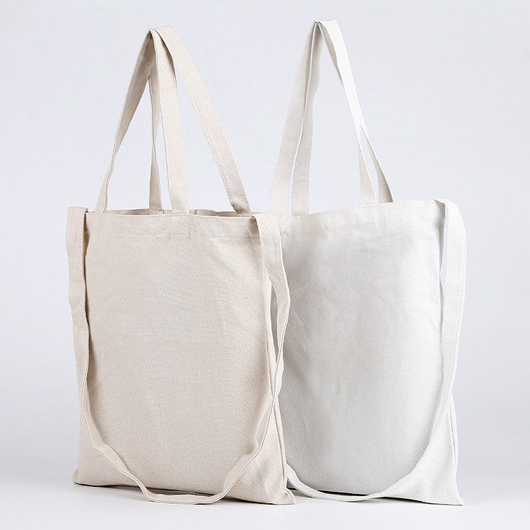 Bolsa de compras reutilizável de algodão de tela branca de cor simples para a vida escolar
