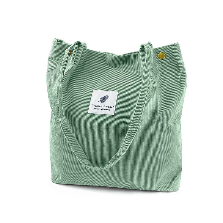 Saco de toque de corduroy para trabalho almoço na praia e viagens