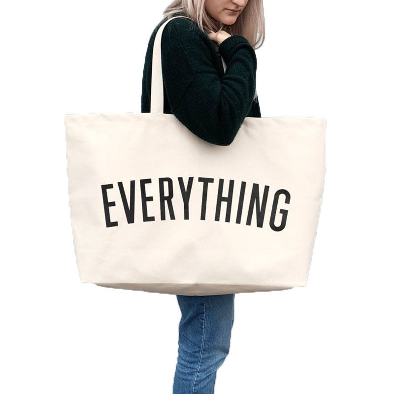 Saco de ginástica de mão de canvas feminino personalizado Logotipo 2022 Carta Imprimir Saco Tote