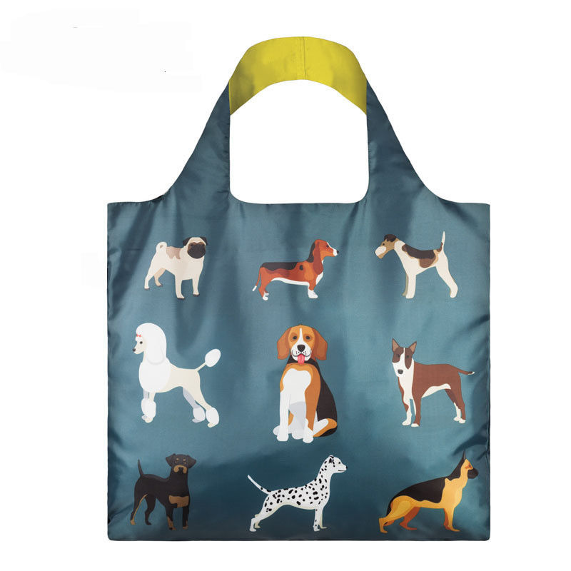 Estilo manuseado REPT Lata de cão tecido de poliéster sacos de praia sacos de compras dobráveis de animais