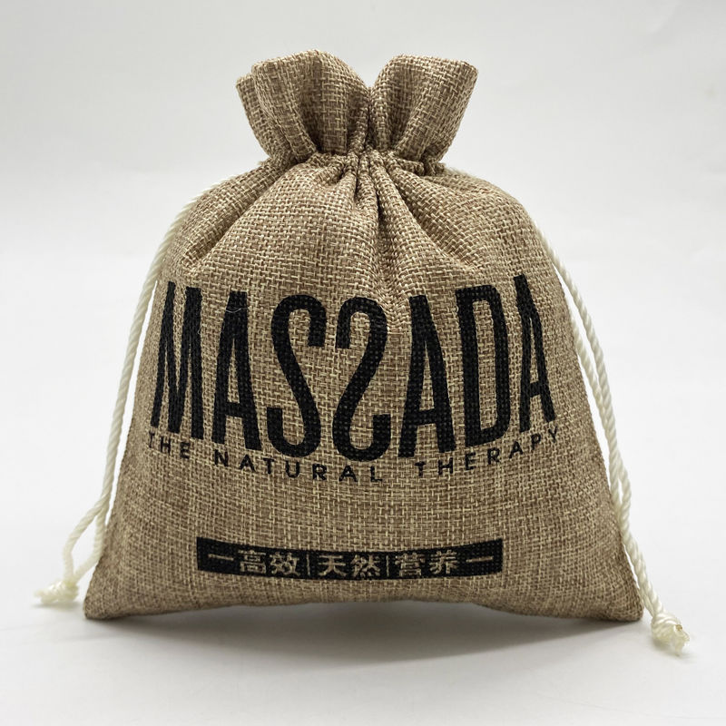Logotipo personalizado Jute Drawstring Pouch para a vida escolar diária Essenciais e organização
